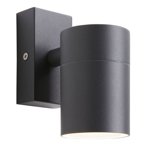 Forum Lighting ZN-37940-ANTH-65 Leto Anthracite IP65 Down GU10 Tubular Wall Light With Clear Glass Diffuser - Requires 1 x 7W GU10 LED Lamp 240V