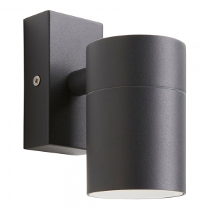 Forum Lighting ZN-37940-ANTH-65 Leto Anthracite IP65 Down GU10 Tubular Wall Light With Clear Glass Diffuser - Requires 1 x 7W GU10 LED Lamp 240V
