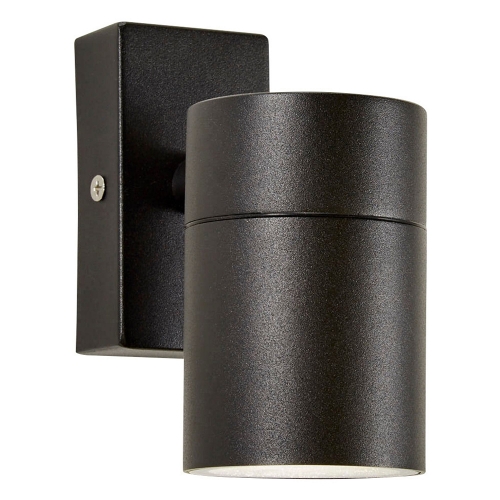 Forum Lighting ZN-37940-BLK-65 Leto Black IP65 Down GU10 Tubular Wall Light With Clear Glass Diffuser - Requires 1 x 7W GU10 LED Lamp 240V
