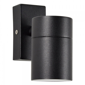Forum Lighting ZN-37940-BLK-65 Leto Black IP65 Down GU10 Tubular Wall Light With Clear Glass Diffuser - Requires 1 x 7W GU10 LED Lamp 240V