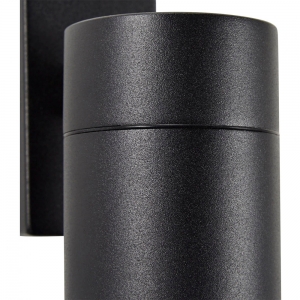 Forum Lighting ZN-37940-BLK-65 Leto Black IP65 Down GU10 Tubular Wall Light With Clear Glass Diffuser - Requires 1 x 7W GU10 LED Lamp 240V