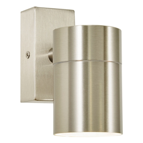 Forum Lighting ZN-37940-SST-65 Leto Stainless Steel IP65 Down GU10 Tubular Wall Light With Clear Glass Diffuser - Requires 1 x 7W GU10 LED Lamp 240V