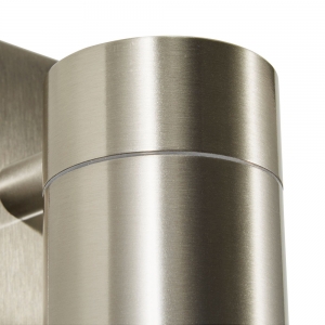 Forum Lighting ZN-37940-SST-65 Leto Stainless Steel IP65 Down GU10 Tubular Wall Light With Clear Glass Diffuser - Requires 1 x 7W GU10 LED Lamp 240V
