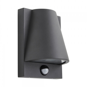 Forum Lighting ZN-38624-ANTH Vesoul Anthracite IP43 Conical Down Security Wall Light With Rectangular Backplate & PIR 240V - Requires 1 x 7W GU10 LED Lamp 240V