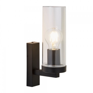 Forum Lighting ZN-38630-BLK Carnac Black IP44 Up Or Down Wall Light With Clear Diffuser - Requires 1 x 10W GLS ES LED Lamp 240V