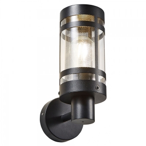 Forum Lighting ZN-40004-BLK/SST Gada Black IP44 Round Wall Light With Stainless Steel Mesh Insert & Clear Diffuser - Requires 1 x 10W GLS ES LED Lamp 240V