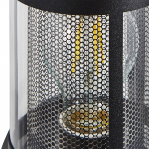 Forum Lighting ZN-40004-BLK/SST Gada Black IP44 Round Wall Light With Stainless Steel Mesh Insert & Clear Diffuser - Requires 1 x 10W GLS ES LED Lamp 240V