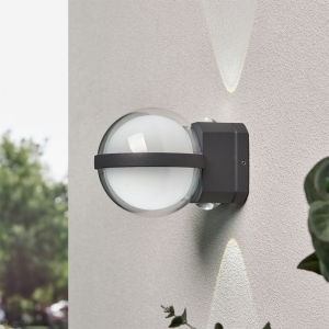 Forum Lighting ZN-44218-ANTH Anmo Anthracite IP54 2x1W+ 3W CCT LED Globe Wall Light With Opal Diffuser 240V