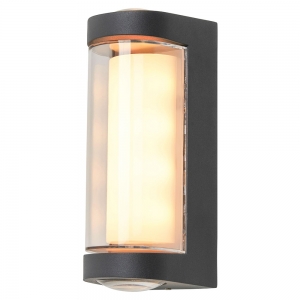 Forum Lighting ZN-44219-ANTH Anak Anthracite IP54 2x1W+ 3W CCT Up + Down LED Tubular Wall Light With Clear Diffuser 240V