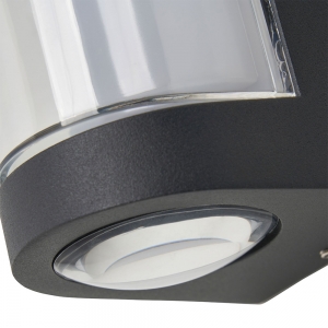 Forum Lighting ZN-44219-ANTH Anak Anthracite IP54 2x1W+ 3W CCT Up + Down LED Tubular Wall Light With Clear Diffuser 240V