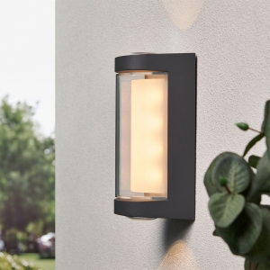 Forum Lighting ZN-44219-ANTH Anak Anthracite IP54 2x1W+ 3W CCT Up + Down LED Tubular Wall Light With Clear Diffuser 240V
