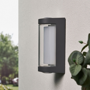 Forum Lighting ZN-44219-ANTH Anak Anthracite IP54 2x1W+ 3W CCT Up + Down LED Tubular Wall Light With Clear Diffuser 240V