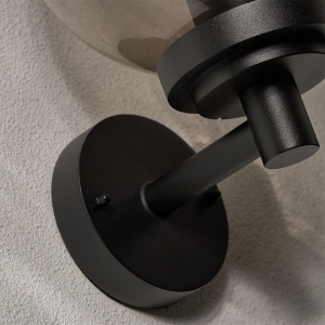 Forum Lighting ZN-44227-BLK Gaki Black IP44 Globe Wall Light With Smoked Diffuser - Required 9W GLS ED Lamp 240V