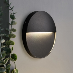 Forum Lighting ZN-44237-BLK Onza Black IP54 6W 270Lm Large Round LED Guide Light With Cool White 4000K LEDs 240V Diameter: 160mm | Proj: 30mm