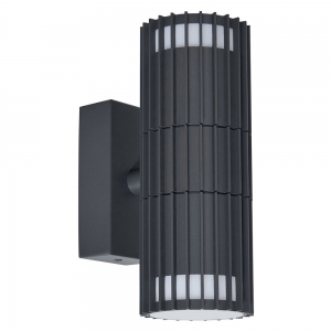 Forum Lighting ZN-44262-ANTH Muto Anthracite IP65 Ribbed Up + Down GU10 Wall Light With Decorative Light Effect & Opal Diffuser - Requires 2 x 7W GU10 LED Lamps 240V
