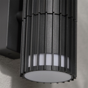Forum Lighting ZN-44262-ANTH Muto Anthracite IP65 Ribbed Up + Down GU10 Wall Light With Decorative Light Effect & Opal Diffuser - Requires 2 x 7W GU10 LED Lamps 240V