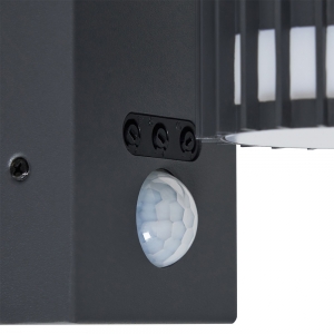 Forum Lighting ZN-44263-ANTH Muto Anthracite IP65 Ribbed Up + Down GU10 Wall Light With PIR, Decorative Light Effect & Opal Diffuser - Requires 2 x 7W GU10 LED Lamps 240V