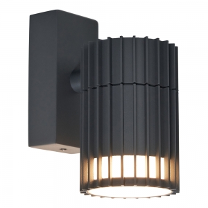 Forum Lighting ZN-44264-ANTH Muto Anthracite IP65 Ribbed Down Fixed GU10 Wall Light With Decorative Light Effect & Opal Diffuser - Requires 1 x 7W GU10 LED Lamp 240V