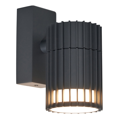 Forum Lighting ZN-44264-ANTH Muto Anthracite IP65 Ribbed Down Fixed GU10 Wall Light With Decorative Light Effect & Opal Diffuser - Requires 1 x 7W GU10 LED Lamp 240V