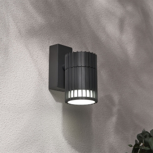 Forum Lighting ZN-44264-ANTH Muto Anthracite IP65 Ribbed Down Fixed GU10 Wall Light With Decorative Light Effect & Opal Diffuser - Requires 1 x 7W GU10 LED Lamp 240V