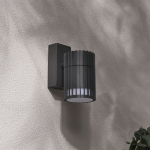 Forum Lighting ZN-44264-ANTH Muto Anthracite IP65 Ribbed Down Fixed GU10 Wall Light With Decorative Light Effect & Opal Diffuser - Requires 1 x 7W GU10 LED Lamp 240V
