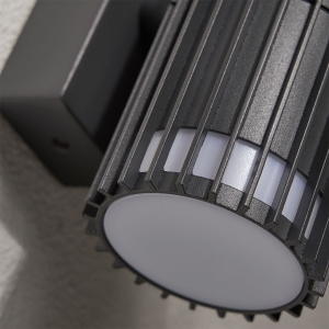 Forum Lighting ZN-44264-ANTH Muto Anthracite IP65 Ribbed Down Fixed GU10 Wall Light With Decorative Light Effect & Opal Diffuser - Requires 1 x 7W GU10 LED Lamp 240V