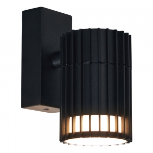 Forum Lighting ZN-44264-BLK Muto Black IP65 Ribbed Down Fixed GU10 Wall Light With Decorative Light Effect & Opal Diffuser - Requires 1 x 7W GU10 LED Lamp 240V