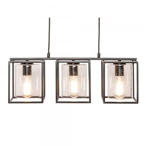 Forum Lighting INL-39695-MBLK Hardy Matt Black IP20 3-Light Diner Pendant With Glass Shades - Requires 3 x 10W ES GLS LED Lamps