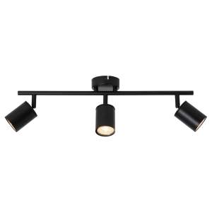 Forum Lighting INL-44628-BLK Joshua Black IP44 3-Light Bar Adjustable GU10 Spotlight With Tubular Heads - Requires 3x 7W GU10 LED Lamps