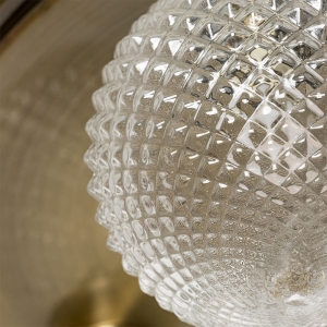 Forum Lighting SPA-37477-ABRS Antique Brass IP44 250mm Round 3-Light Flush Bathroom Ceiling Light With Textured Glass Shades - Requires 3x 3W G9 LED Lamps