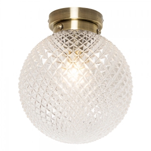 Forum Lighting SPA-37509-ABRS Antique Brass IP44 200mm Round Flush Bathroom Ceiling Light With Textured Glass Shades - Requires 10W ES GLS LED Lamps