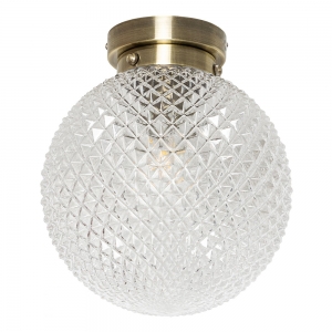 Forum Lighting SPA-37509-ABRS Antique Brass IP44 200mm Round Flush Bathroom Ceiling Light With Textured Glass Shades - Requires 10W ES GLS LED Lamps