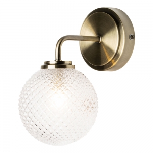 Forum Lighting SPA-37576-ABRS Antique Brass IP44 Round Bathroom Wall Light With Textured Glass Shades - Requires 3W G9 LED Lamps