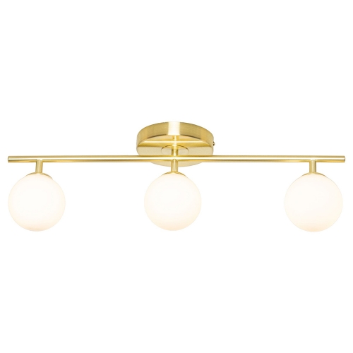 Forum Lighting SPA-41028-SBRS Toronto Satin Brass IP44 3-Light Bar Bathroom Ceiling Light With Opal Glass Ball Shades - Requires 3x 3W G9 LED Lamps