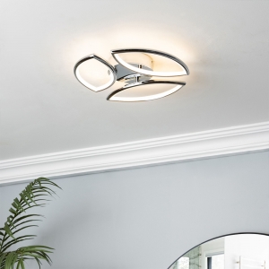 Forum Lighting SPA-41053-CHR Denver Chrome IP44 27W 1425Lm 3-Light LED Flush Bathroom Ceiling Light With Warm White 3000K LEDs