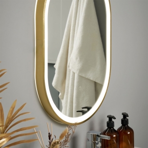 Forum Lighting SPA-45860-SBRS Cian Satin Brass IP44 20W 560Lm 3CCT Bathroom Mirror Light With Demist Pad & Touch ON/OFF Switch