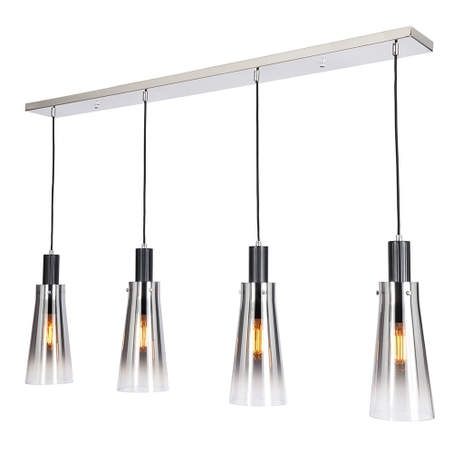 Forum Lighting VSC-39325 Atrani Black Nickel IP20 4-Light Diner Pendant With Graduated Smoke Glass Shades - Requires 4 x 10W ES GLS LED Lamps