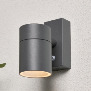 Forum Lighting ZN-45626-ANTH Leto Anthracite IP65 Fixed GU10 Tubular Wall Light With Photocell - Requires 7W GU10 LED Lamp