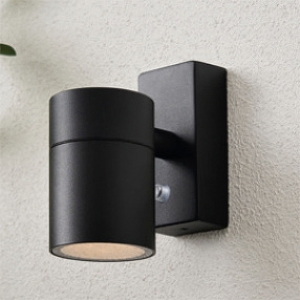 Forum Lighting ZN-45626-BLK Leto Black IP65 Fixed GU10 Tubular Wall Light With Photocell - Requires 7W GU10 LED Lamp