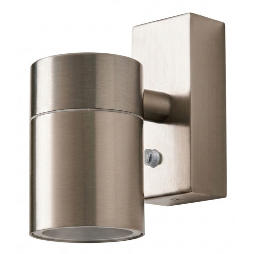 Forum Lighting ZN-45626-SST Leto Stainless Steel IP65 Fixed GU10 Tubular Wall Light With Photocell - Requires 7W GU10 LED Lamp