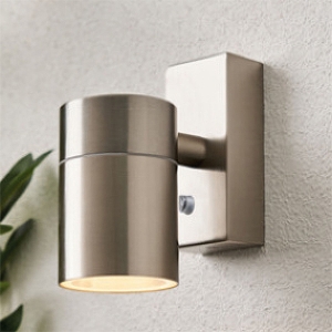 Forum Lighting ZN-45626-SST Leto Stainless Steel IP65 Fixed GU10 Tubular Wall Light With Photocell - Requires 7W GU10 LED Lamp
