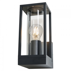 Forum Lighting ZN-46033-BLK Harmby Black IP44 Box Style Wall Lantern With Glass Diffusers - Requires 10W ES GLS LED Lamp