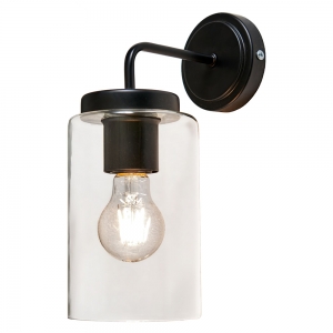 Forum Lighting ZN-46039-BLK Clifton Black IP23 Wall Lantern With Clear Glass Shade - Requires 10W ES GLS LED Lamp
