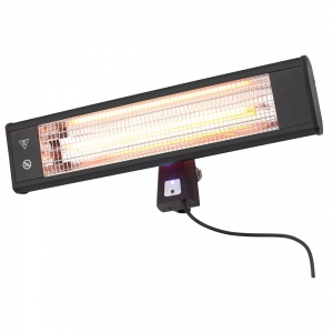 Forum Lighting ZR-32298-BLK Blaze Black IP44 1800W Outdoor Wall Mounted Patio Heater With Pull ON/OFF Switch