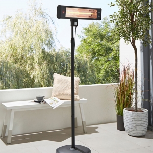 Forum Lighting ZR-32298-BLK Blaze Black IP44 1800W Outdoor Wall Mounted Patio Heater With Pull ON/OFF Switch