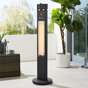 Forum Lighting ZR-32300-BLK Blaze Black IP55 2000W Outdoor Floor Standing Tubular Patio Heater With Remote Control