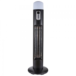Forum Lighting ZR-37442-GMTL Amber Gunmetal IP55 1480W/2960W Outdoor Floor Standing Tubular Patio Heater With Carbon Fibre Heating Elements, Colour Changing LEDs & Remote Control