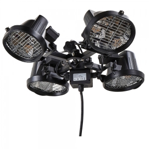 Forum Lighting ZR-37445-BLK Ruby Black IPX3 4x 450W Outdoor Parasol Patio Heater With Ruby Halogen Heating Elements
