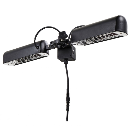 Forum Lighting ZR-37448-BLK Topaz Black IPX3 2x 800W Outdoor Parasol Patio Heater With Ruby Halogen Heating Elements