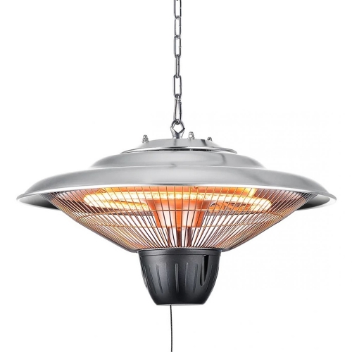 Forum Lighting ZR-38529-SIL Coral Silver IP34 1500W Outdoor Pendant Patio Heater With Halogen Heating Elements & Integral LED Light
